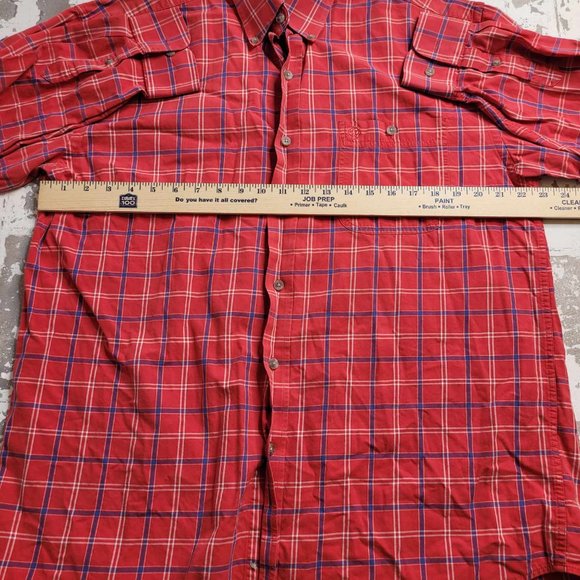 2401 Wrangler George Strait Cowboy Cut Collection Red Plaid‎ LS Button Down XL - Picture 2 of 5